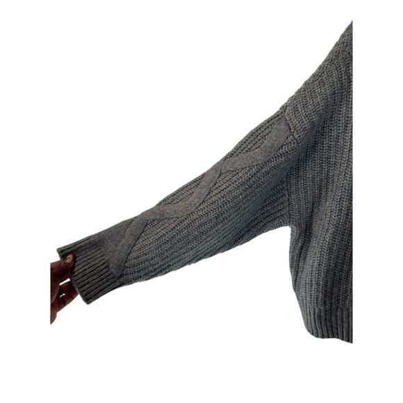 Elizabeth and James Sweater Gray Cable Knit Mockneck Plus Soft Cozy Size XXL - Picture 6 of 11